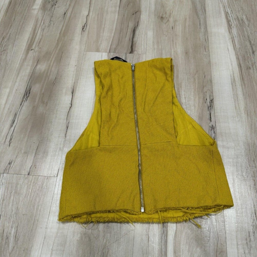 Women’s Zara Yellow Top Blouse Zip Up Size Xsmall Xs - Picture 6 of 6
